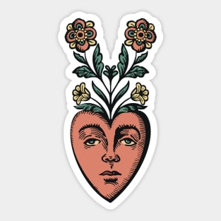 Traditional Tattoo Heart with Botanicals Sticker